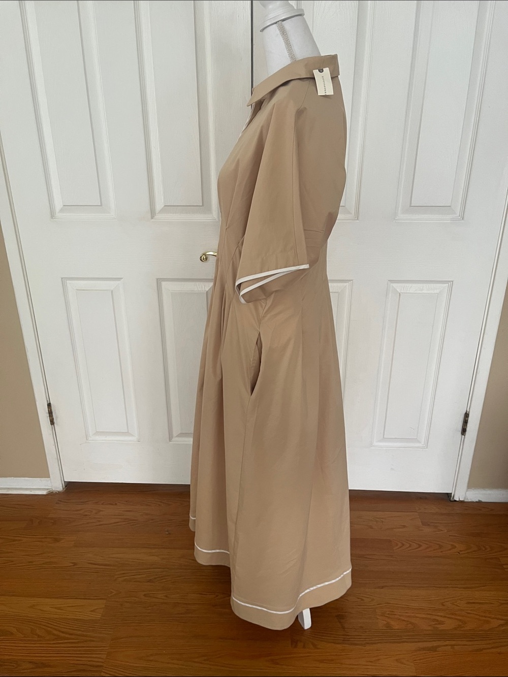 New Anthropologie Exquise dress Tobie Midi Button Down Pleated Waist pockets - Picture 5 of 10